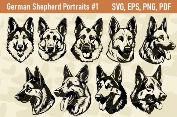 German Shepherd Clipart for Your Real Embroidery Projects